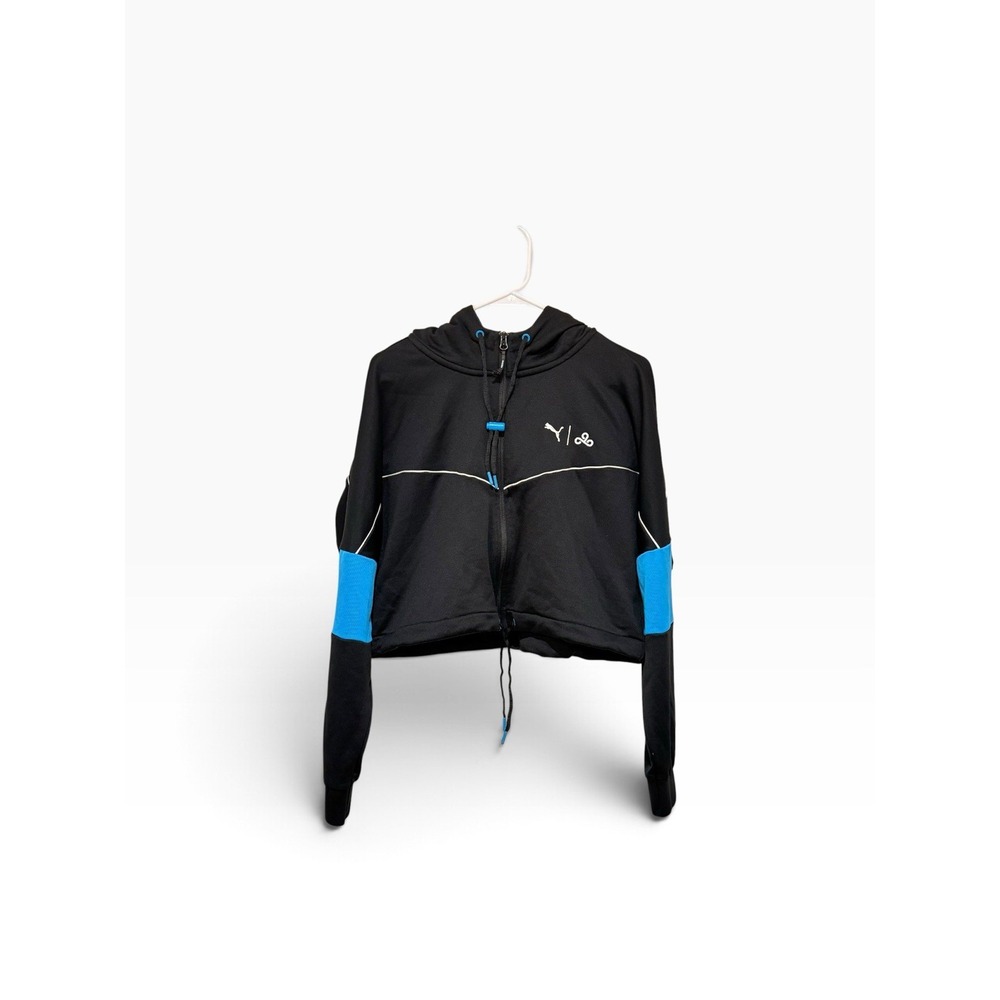 Puma Cloud 9 Cropped Full Zip Hoodie S Turq accents Sportif Street Athleisure